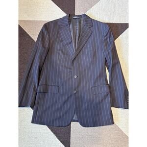 Polo Ralph Lauren Blazer Mens‎ 43 L Sports Coat 2 Button Stripe Jacket Wool Navy